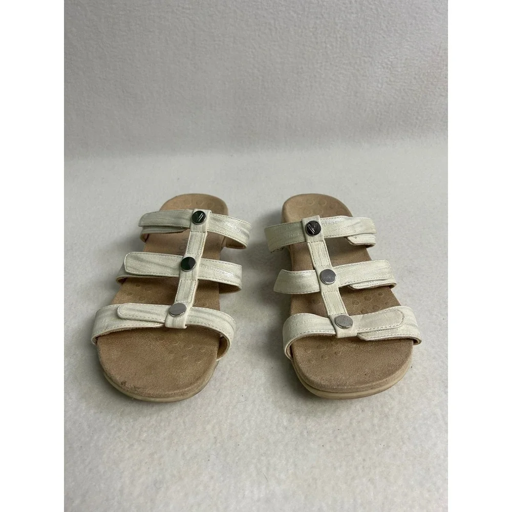 Comfort Orthopedic Vionic Womens 8 Cream Amber Slide Sandals